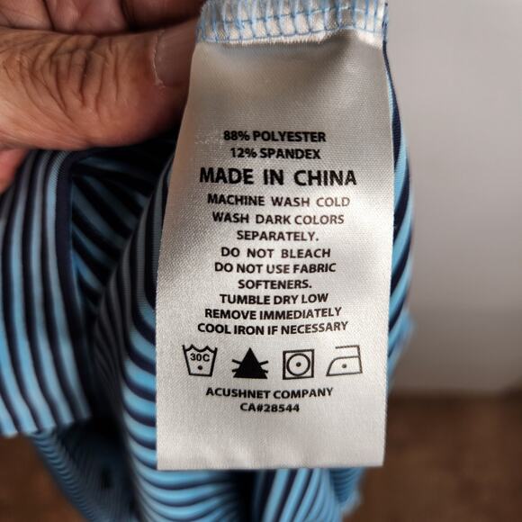 Footjoy Golf Polo Shirt Blue Striped Men's Medium Embroidered Logo - Picture 9 of 10